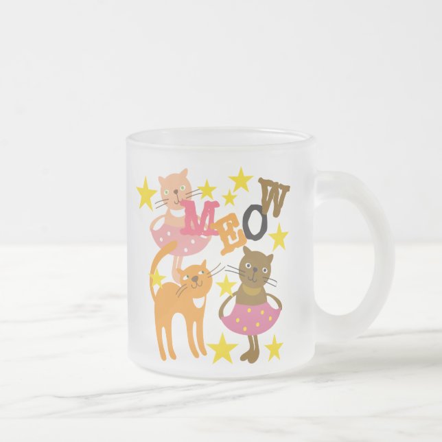 Taza De Cristal Esmerilado Gatos bailando (Derecha)