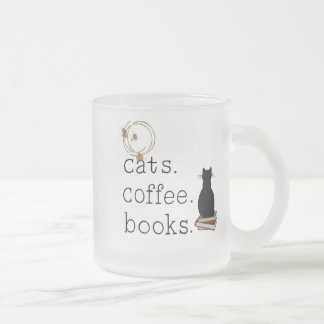Taza De Cristal Esmerilado Gatos. Café. Libros. Perfección.