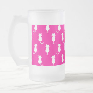 Taza De Cristal Esmerilado Gatos caprichosos para siempre Fucsia