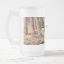 TAZA DE CRISTAL ESMERILADO GATOS DE GRECIA