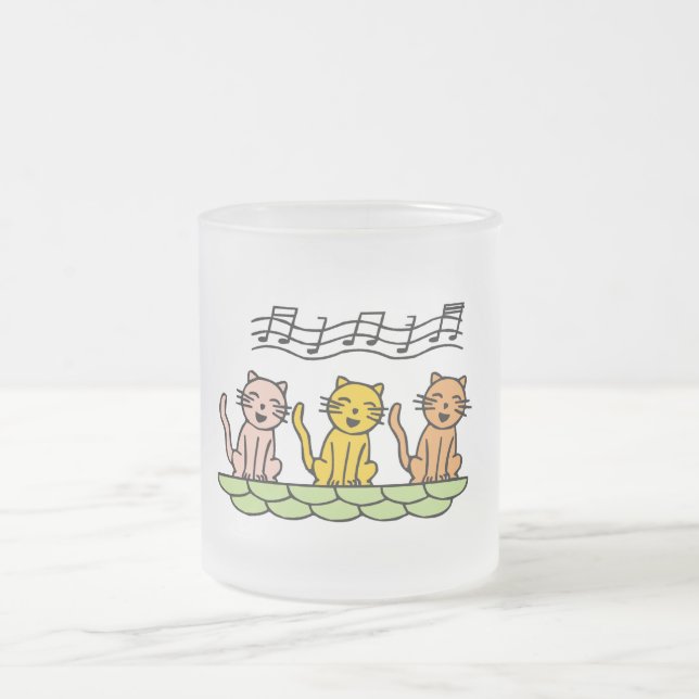 Taza De Cristal Esmerilado Gatos del canto camisetas y regalos (Centro)