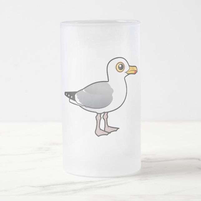 Taza De Cristal Esmerilado Gaviota de arenques de Birdorable (Centro)
