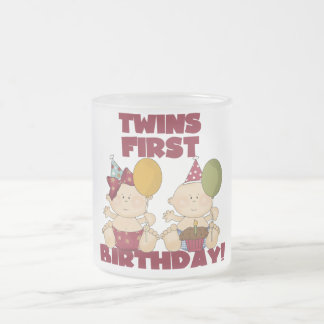 Taza De Cristal Esmerilado Gemelos, primera camiseta de cumpleaños y regalos