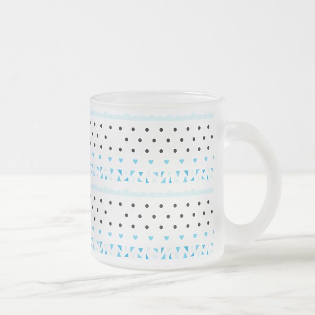 Taza De Cristal Esmerilado Geometría azul (Derecha)