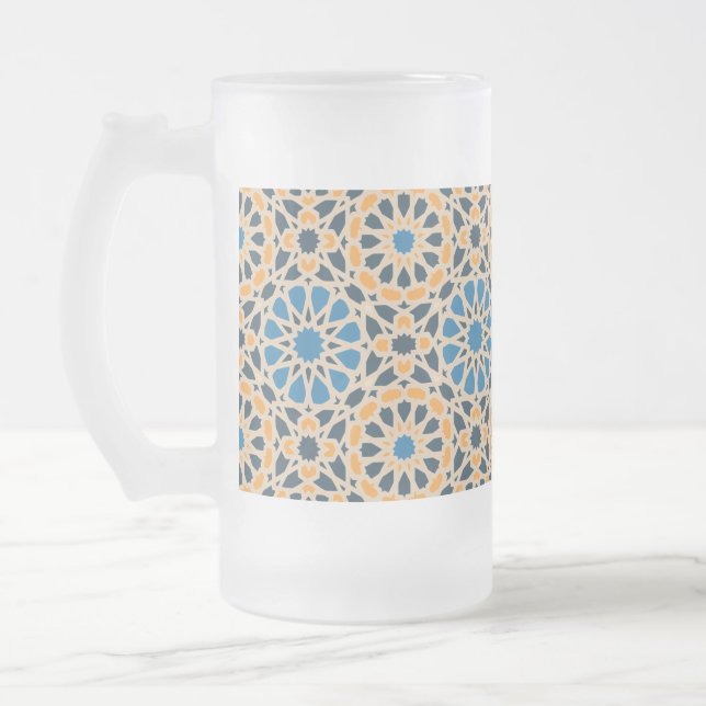 Taza De Cristal Esmerilado Geometric Moroccan Tile & Orange Pattern (Izquierda)