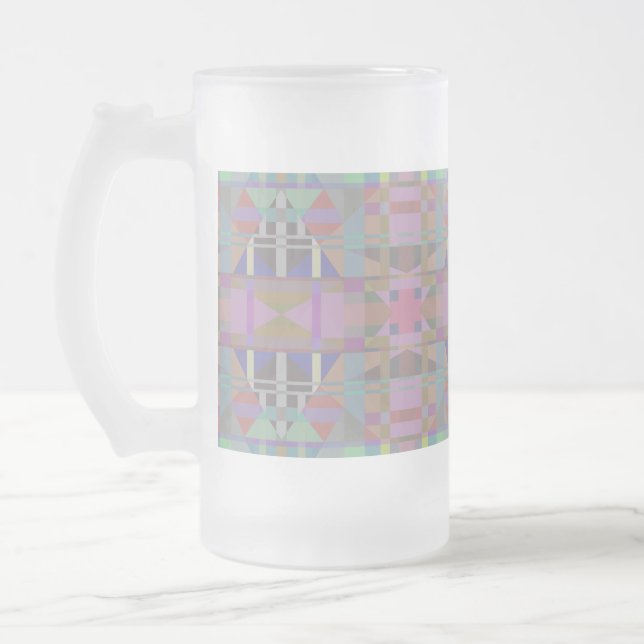 Taza De Cristal Esmerilado Geométrico rosa púrpura verde (Izquierda)