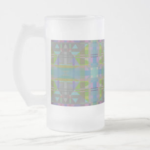 Taza De Cristal Esmerilado Geométrico verde azul púrpura