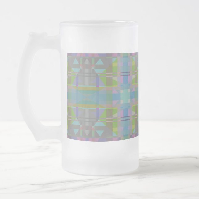 Taza De Cristal Esmerilado Geométrico verde azul púrpura (Izquierda)