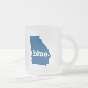 TAZA DE CRISTAL ESMERILADO GEORGIA ESTADO AZUL