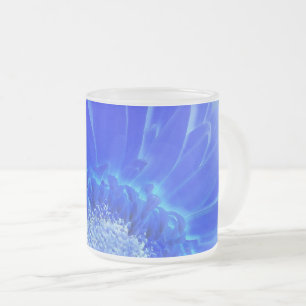 Taza De Cristal Esmerilado gerbera azul eléctrico