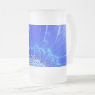 Taza De Cristal Esmerilado gerbera azul eléctrico