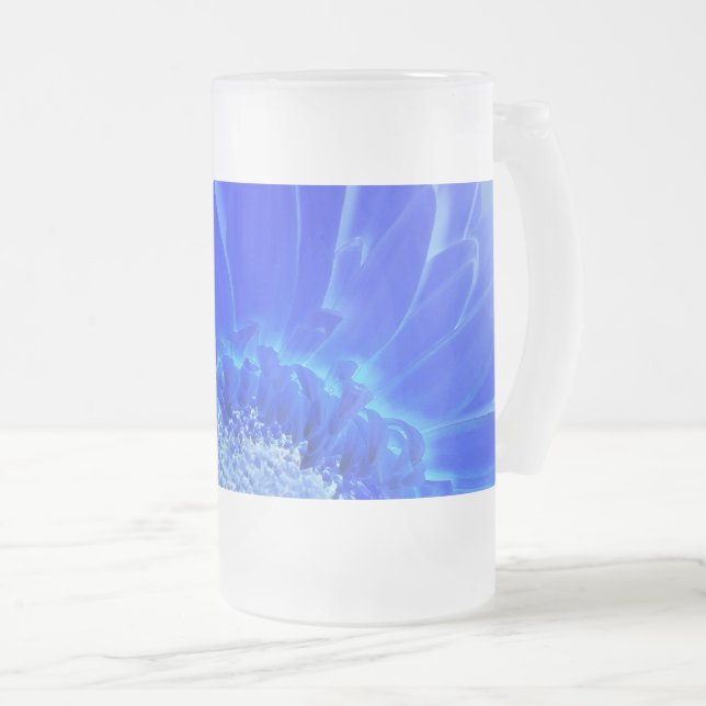 Taza De Cristal Esmerilado gerbera azul eléctrico (Anverso derecho)