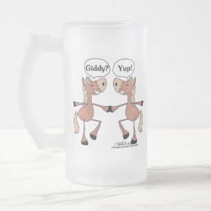 Taza De Cristal Esmerilado Giddy Up Horses