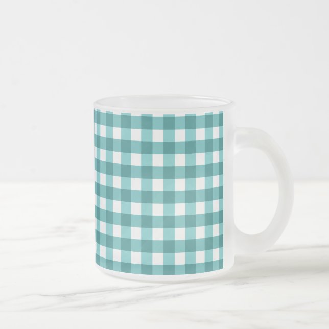 Taza De Cristal Esmerilado gingham verde azulada (Derecha)