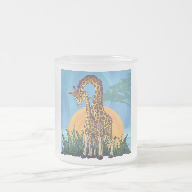 Taza De Cristal Esmerilado Giraffe Mama y Baby (Centro)