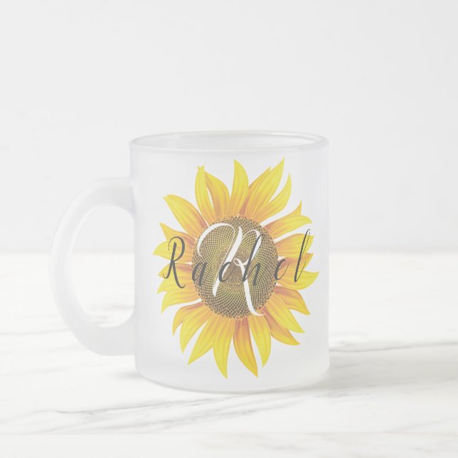 Taza De Cristal Esmerilado Girasol personalizado (Izquierda)