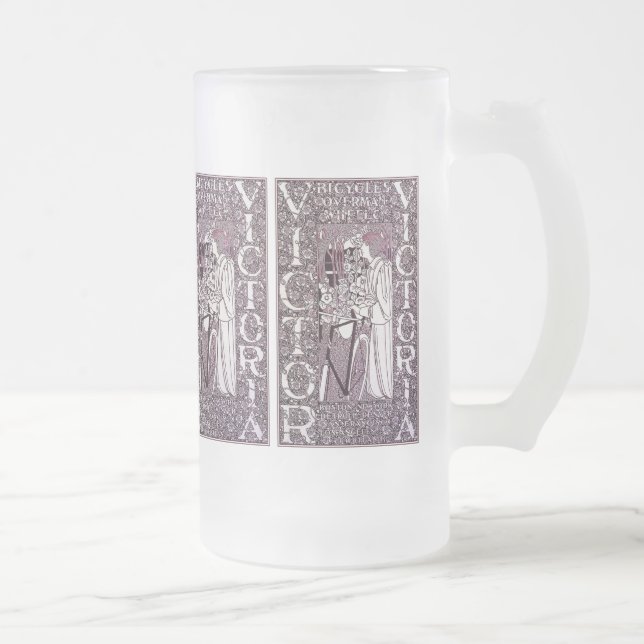 Taza De Cristal Esmerilado Glass Mug: Victor, Victoria Bicycles (Derecha)