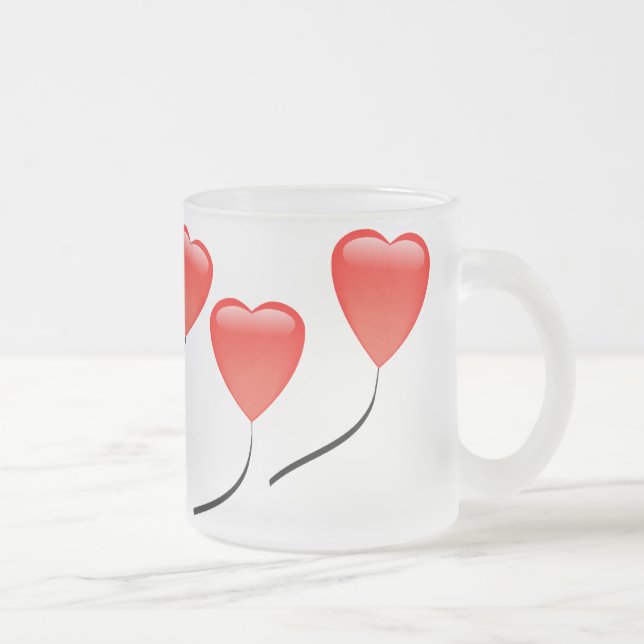 Taza De Cristal Esmerilado Globos del corazón (Derecha)