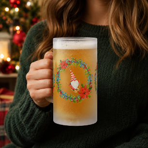 Taza De Cristal Esmerilado Gnomos nórdicos y esquiador dentro de coronas de N