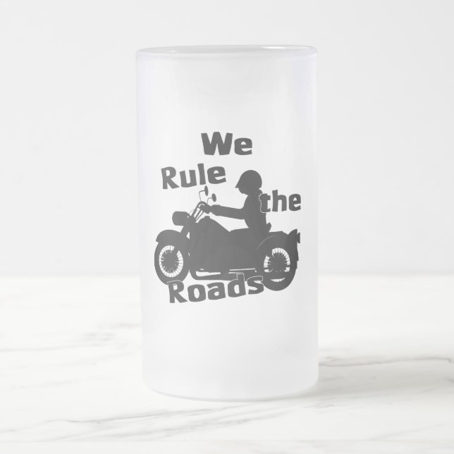 Taza De Cristal Esmerilado Gobernamos la motocicleta de 16 oz Frosted Glass M (Centro)