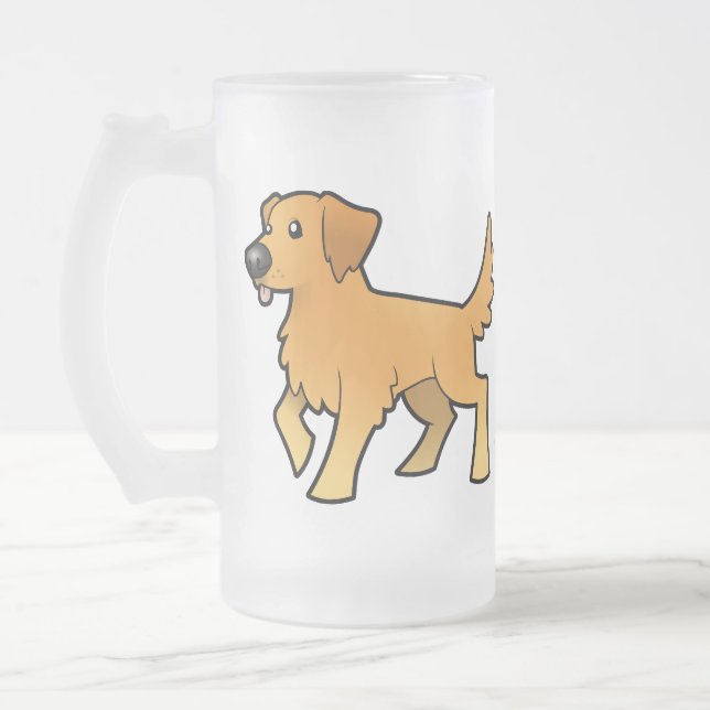 Taza De Cristal Esmerilado Golden retriever del dibujo animado (Izquierda)