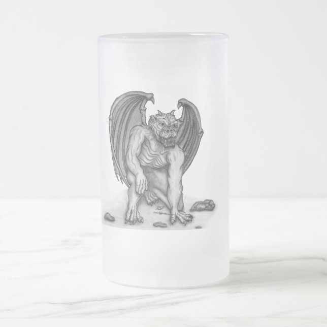 Taza De Cristal Esmerilado Golem Gargoyle (Centro)