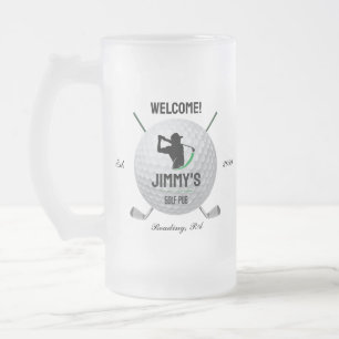Taza De Cristal Esmerilado Golf Golfing Golfer Ball Clubs Glass
