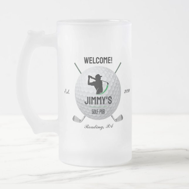 Taza De Cristal Esmerilado Golf Golfing Golfer Ball Clubs Glass (Izquierda)