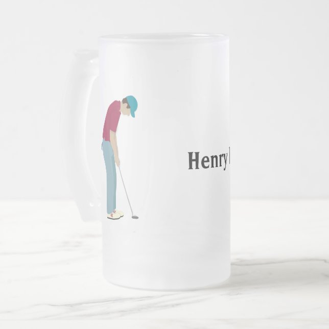Taza De Cristal Esmerilado Golfer Putting Ball (Anverso izquierdo)