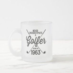 Taza De Cristal Esmerilado Golfista de 60 años de edad, golf de 1963, 60 años