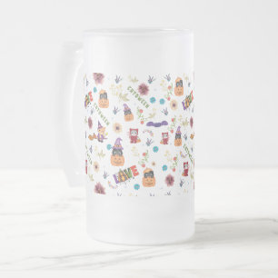 Taza De Cristal Esmerilado Gorra morado divertido Catoween, calabaza Naranja 
