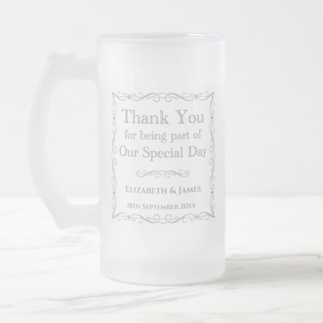 Taza De Cristal Esmerilado Gracias a los invitados Bodas (Izquierda)