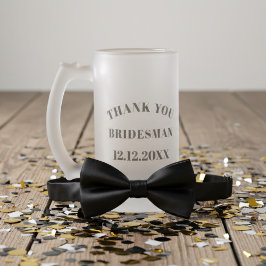 Taza De Cristal Esmerilado Gracias Bridesman Boda Beer Glass