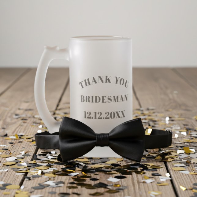 Taza De Cristal Esmerilado Gracias Bridesman Boda Beer Glass (Thank Your Bridesman in the form of a frosted beer mug. Add your wedding date)