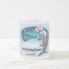Taza De Cristal Esmerilado Graciosa abuela de tiburón con tarjeta - Gin Rummy