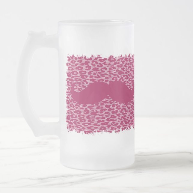Taza De Cristal Esmerilado Gracioso bigote rojo en la huella de leopardo (Izquierda)