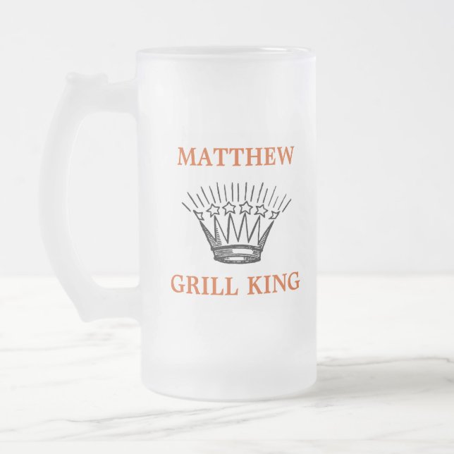 Taza De Cristal Esmerilado Gracioso de Grill King personalizado (Izquierda)