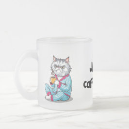 Taza De Cristal Esmerilado Gracioso Gato Grumpy Frosted Mug con tu nombre edi