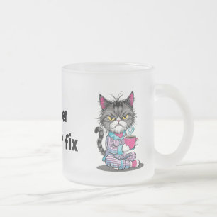 Taza De Cristal Esmerilado Gracioso Gato Grumpy Frosted Mug con tu nombre edi