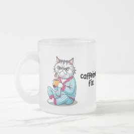 Taza De Cristal Esmerilado Gracioso Gato Grumpy Frosted Mug con tu nombre edi