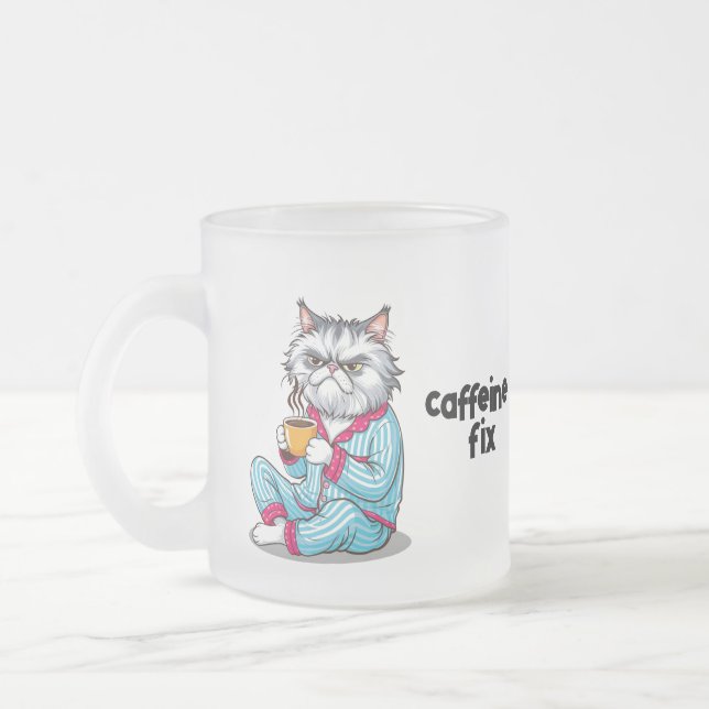 Taza De Cristal Esmerilado Gracioso Gato Grumpy Frosted Mug con tu nombre edi (Izquierda)
