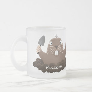 Taza De Cristal Esmerilado Gracioso gopher digging personalizado ilustracion