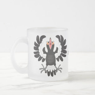 Taza De Cristal Esmerilado Gracioso ilustracion de personalizado magpie austr