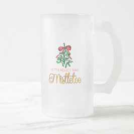 Taza De Cristal Esmerilado Gracioso, Mistletoe con oro