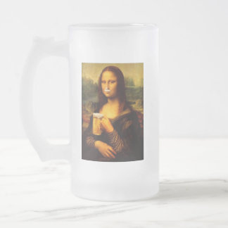 Taza De Cristal Esmerilado Gracioso regalo único de cerveza Mona Lisa