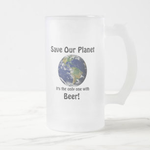 Taza De Cristal Esmerilado Gracioso Salven Nuestra Cita Del Planeta