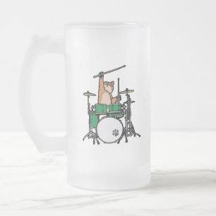Taza De Cristal Esmerilado Graciosos tambores para jugar al gato, tambor para