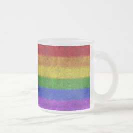 Taza De Cristal Esmerilado Gradiente de Purpurina de arcoiris caído