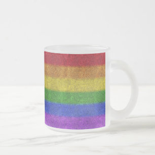 Taza De Cristal Esmerilado Gradiente de Purpurina de arcoiris caído