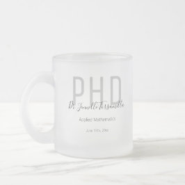 Taza De Cristal Esmerilado Graduado Graduado Grado de PhD de Fecha Gris Negra